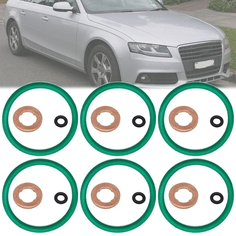 6er-Set für Audi A4 B8 Kraftstoffeinspritzdüse Kupferdichtung O-Ring-Dichtung Reparatursatz 2.0 2.7 3.0 TDI Quattro Autoersatzteile Image