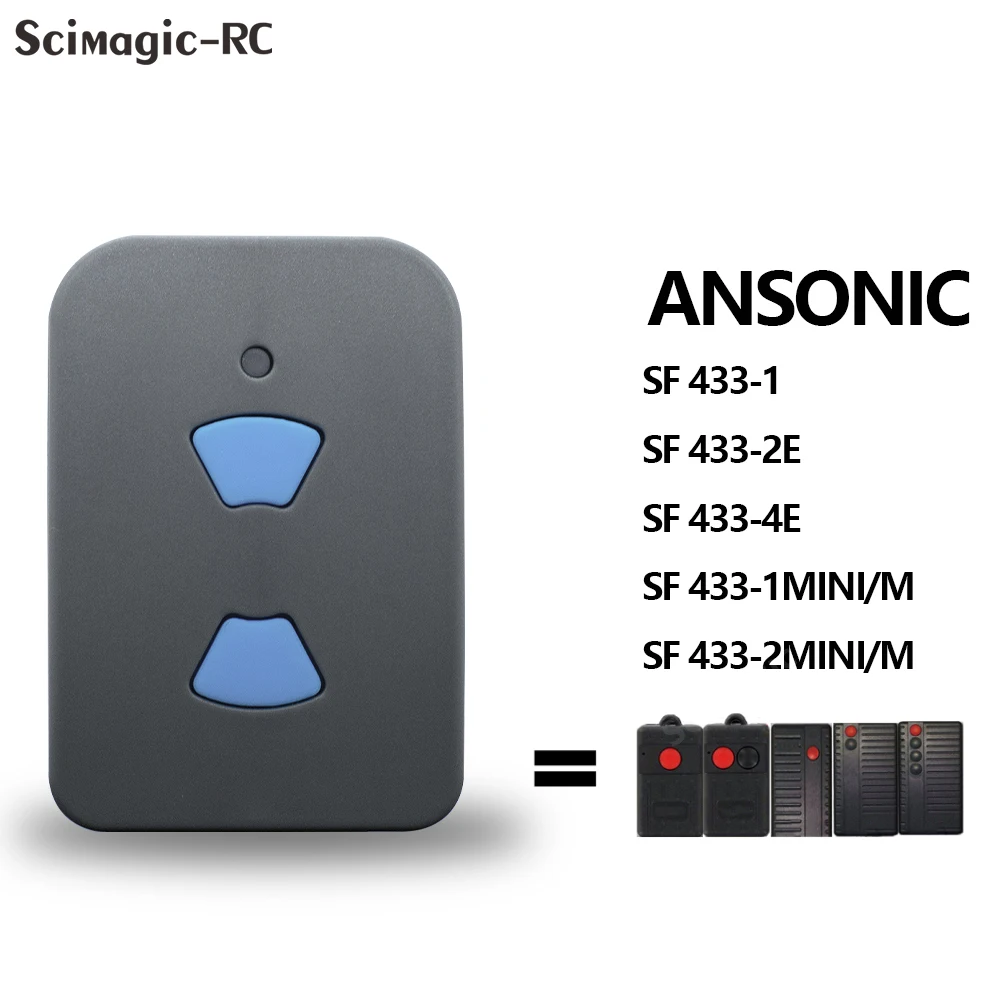 ANSONIC 433 MHz Festcode-Garagentor-Fernbedienung ANSONIC SF 433-1 433-2E 433-4E 433-1MINI/M 433-2MINI/M Sender Image