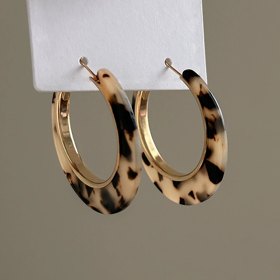 ZAKOL Weibliche Temperament Leopard Print Große Creolen Für Frauen Personalisierte Gothic Mädchen Übertrieben Ohr Zubehör