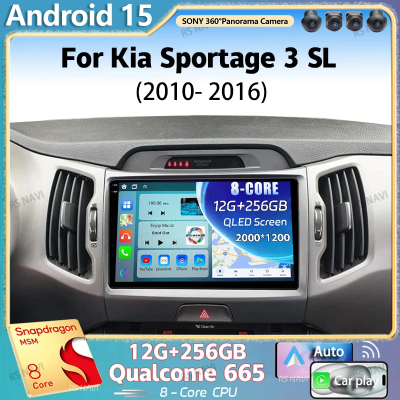 Android 16 Für Kia Sportage 3 SL 2010 - 2016 2K QLED Android Autoradio Multimedia-Videoplayer GPS Stereo CarPlay 4G Head Unit Image