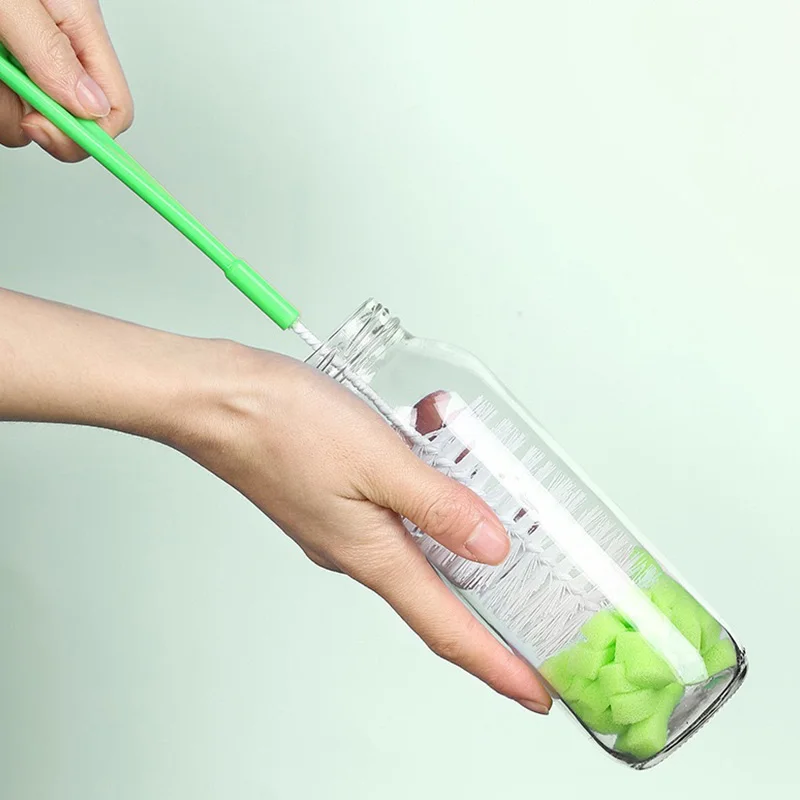 Lange Griff Reinigung Pinsel Flasche Reinigung Pinsel Baby Flasche Pinsel Schwamm Rotierenden Waschen Für Schmalen Hals Flasche Sauber Werkzeuge Image