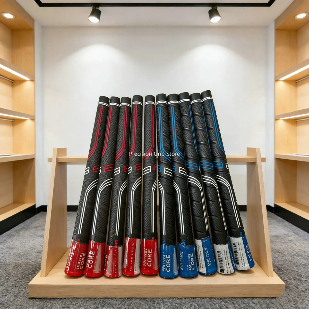 Hochwertiges JUMBO Midsize Standard Holz-Golfschläger-Griffset, Golf-Griff mit Blauem Umwicklungsband, Roter Pro-Gummi-Eisen-Fairway-Golfputter-Griff Image