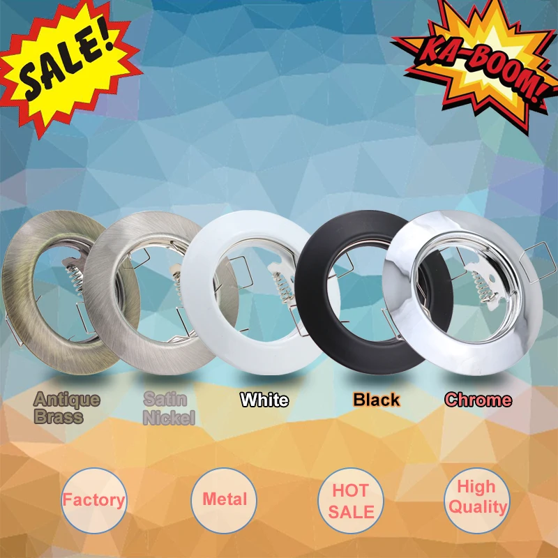 10PCS LED-Einbaustrahler mit Rahmen, satiniertes Nickel, Weiß, Schwarz, Chrom, passend für GU10/MR16-Glühbirne, Downlight-Leuchte