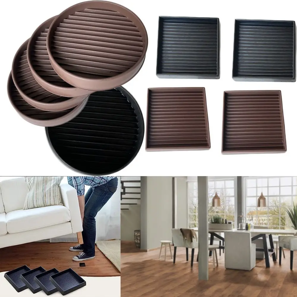 4 Teile/satz Rutschfeste Möbel Pads Quadratische Runde Gummi Möbel Caster Tassen Bett Couch Stuhl Füße Stopper