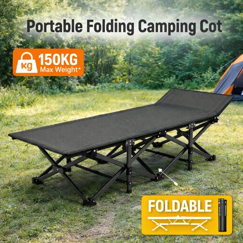 Tragbares Klappbares Campingbett Hochbelastbares Outdoor-Bett 150KG Tragkraft für Auto Camping Strand Terrasse Balkon Reise Gastbetätigung Image