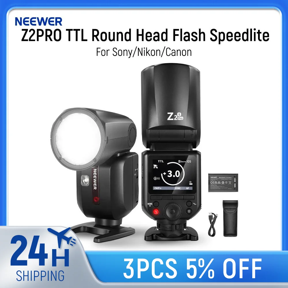 NEEWER Z2 PRO 2.4G TTL Rundkopf-Blitz Speedlite kompatibel mit Sony/Nikon/Canon Wireless Kompatibel mit Godox-Blitz Image