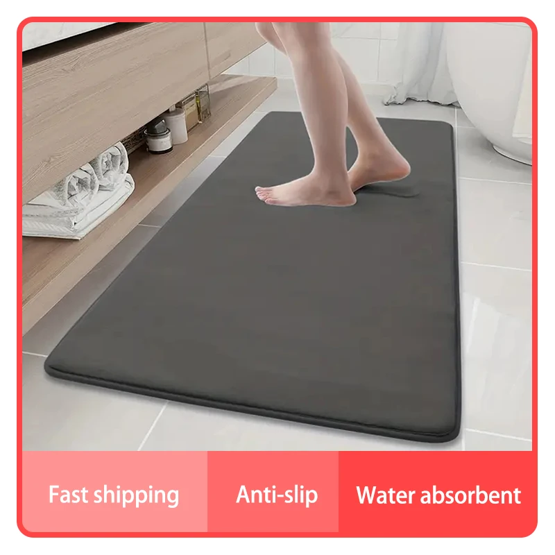 Große rutschfeste Badezimmer-Bodenmatte, rutschfeste wasserabsorbierende Badezimmerteppich, Badewannen-Bodenmatte, Heimdekoration Image