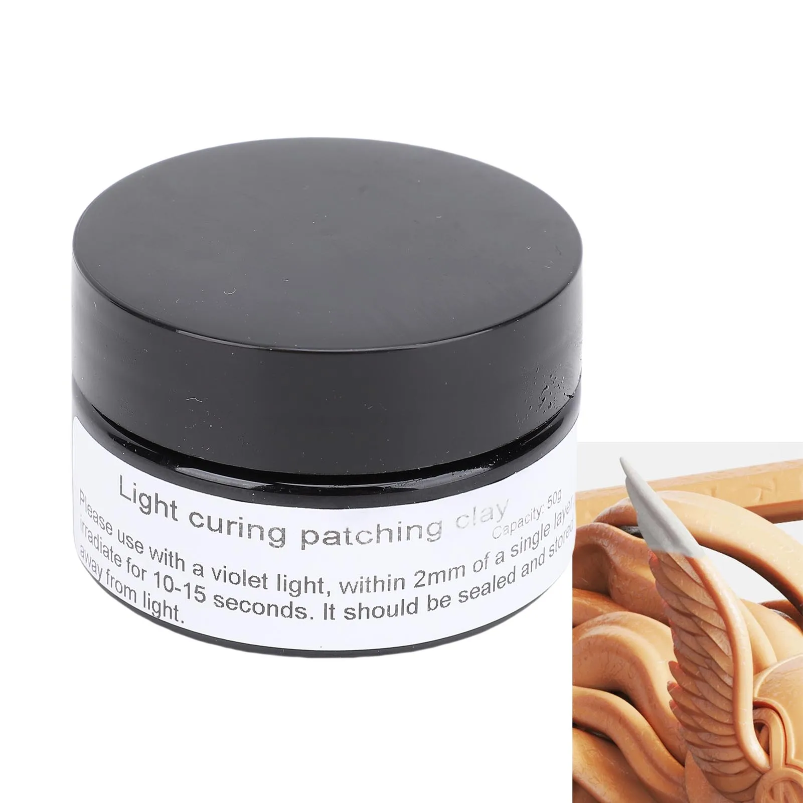 Ultravioletter Aushärtungskitt, 50 g, vielseitig einsetzbarer, schnell kräuselnder, leicht aushärtender Kitt zum Basteln, Nagelkunst, 3D-Druck, Modellreparaturen Image
