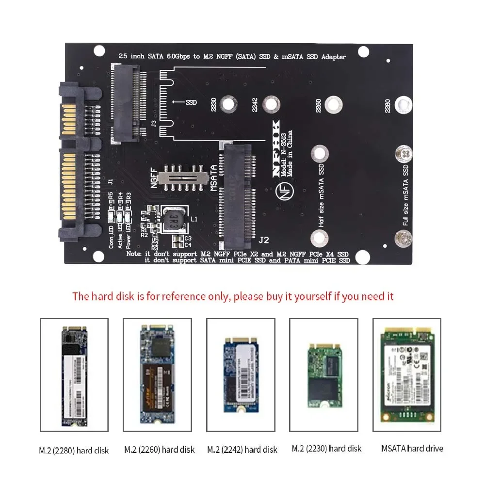 M2 Ngff Msata SSD zu Sata 3 0 2 5 Adapter Konverter Riser Karte für PC Laptop Erweiterung mit bis zu 6 Gps Geschwindigkeit Unterstützung Image