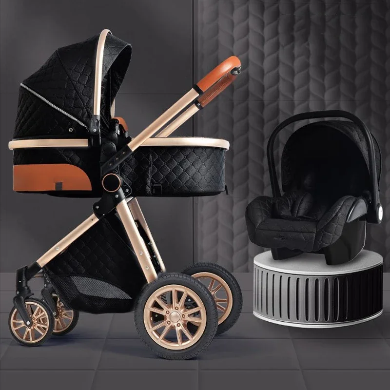 2025 Neue Kinderwagen 3 in 1 Hohe Landschaft Kinderwagen Liegende Kinderwagen Faltbare Kinderwagen Baby Stubenwagen Puchair Neugeborenen Image
