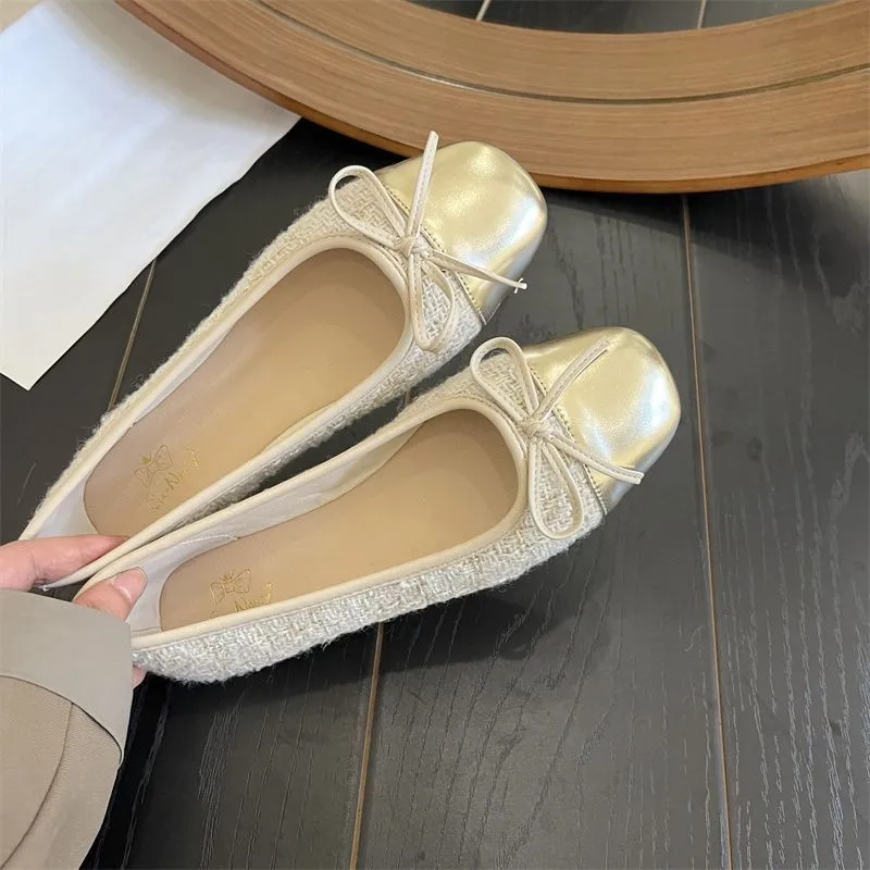 Damenschuhe Herbst neue Balletts chuhe Leder Rundkopf Damenschuhe flach lässig klassisch atmungsaktiv Stil Damen Einzels chuhe Image