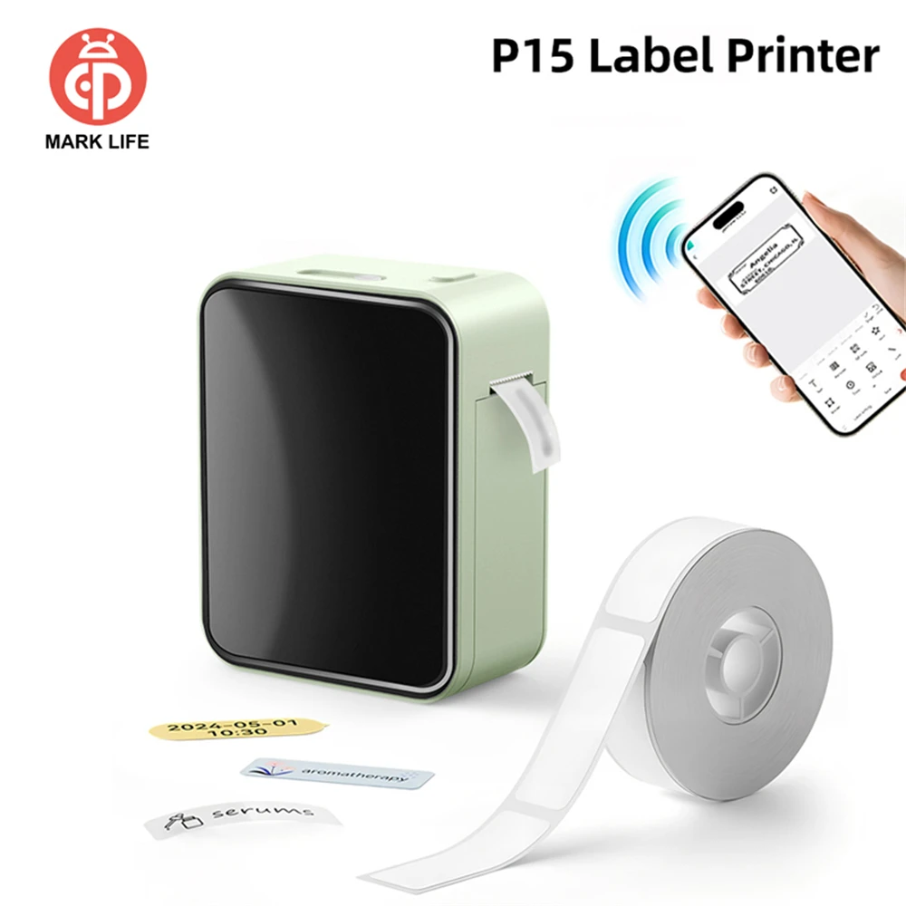 MarkLife P15 Mini tragbarer Thermodrucker, kabellos, Bluetooth-kompatibel, Etikettendrucker für Zuhause und Büro, Etikettiermaschine Image