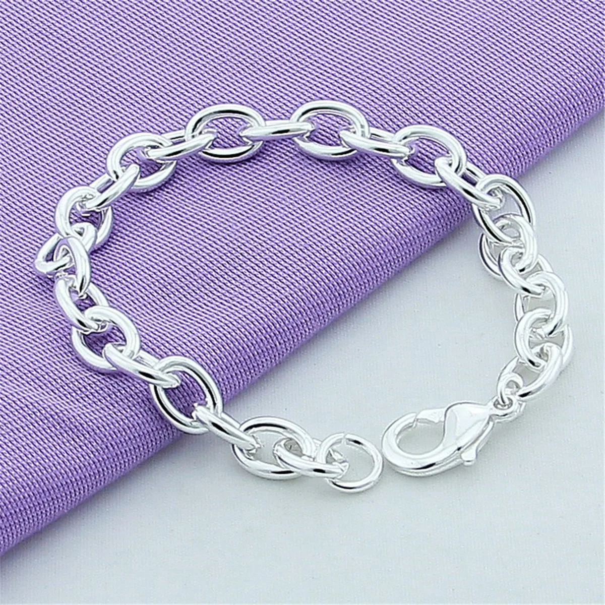 Armband aus 925er-Sterlingsilber, O-förmiges Kettenarmband, Damenmode, schlicht, Geburtstagsfeier, Hochzeitstag, Schmuck, Geschenk Image