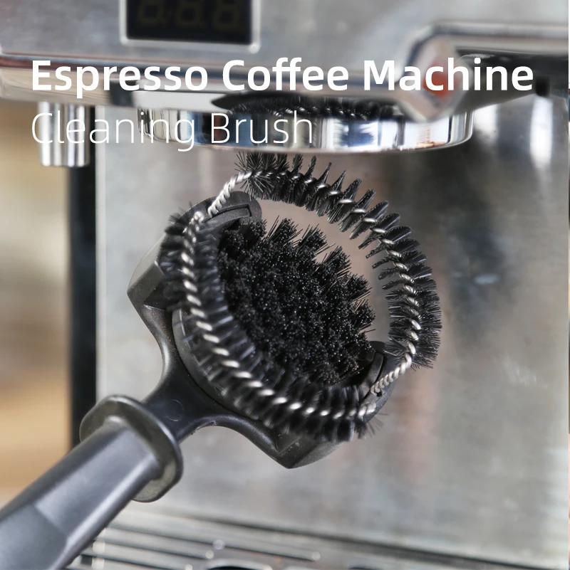 Kaffeemaschine, Bürstenreiniger, abnehmbare Kaffeemaschine, Espresso-Gruppe, Kopfreinigung, runde Bürsten, Reinigungswerkzeug Image