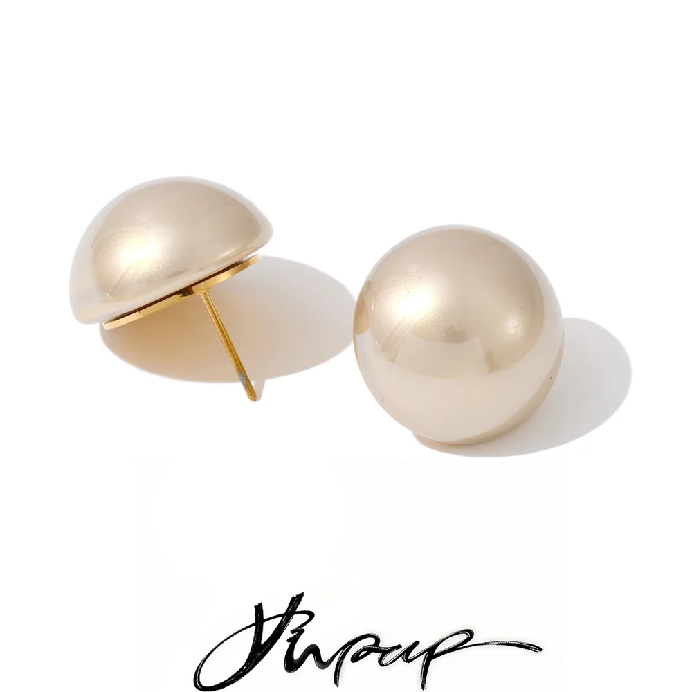 Yhpup 20*20mm Hochwertige Imitationsperlen Große Runde Ohrstecker für Frauen Eleganter Chic Attraktiver Schmuck Verhindern Allergien Geschenk