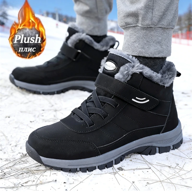 Schneestiefel für Herren, lässige Winterschuhe, Plattform, rutschfest, warmes Fell, Stiefeletten, Plüsch, Kampf, Outdoor, Wandern, Motorradstiefel, 2025, Image