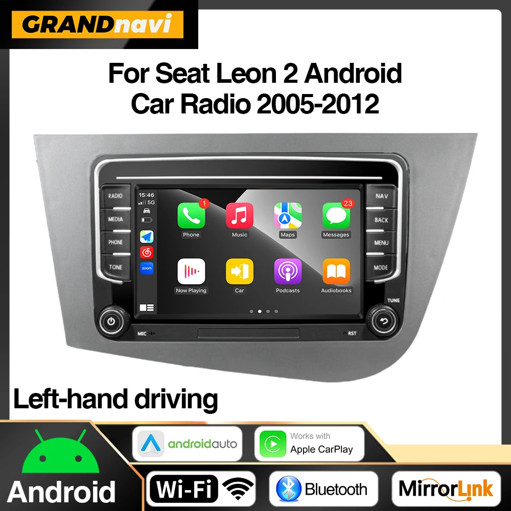 Android 13 LHD Autoradio für Seat Leon 2 MK2 2005–2012 Multimedia-Player Stereo Wireless Carplay GPS RDS 4G Head Unit 2 DIN Image