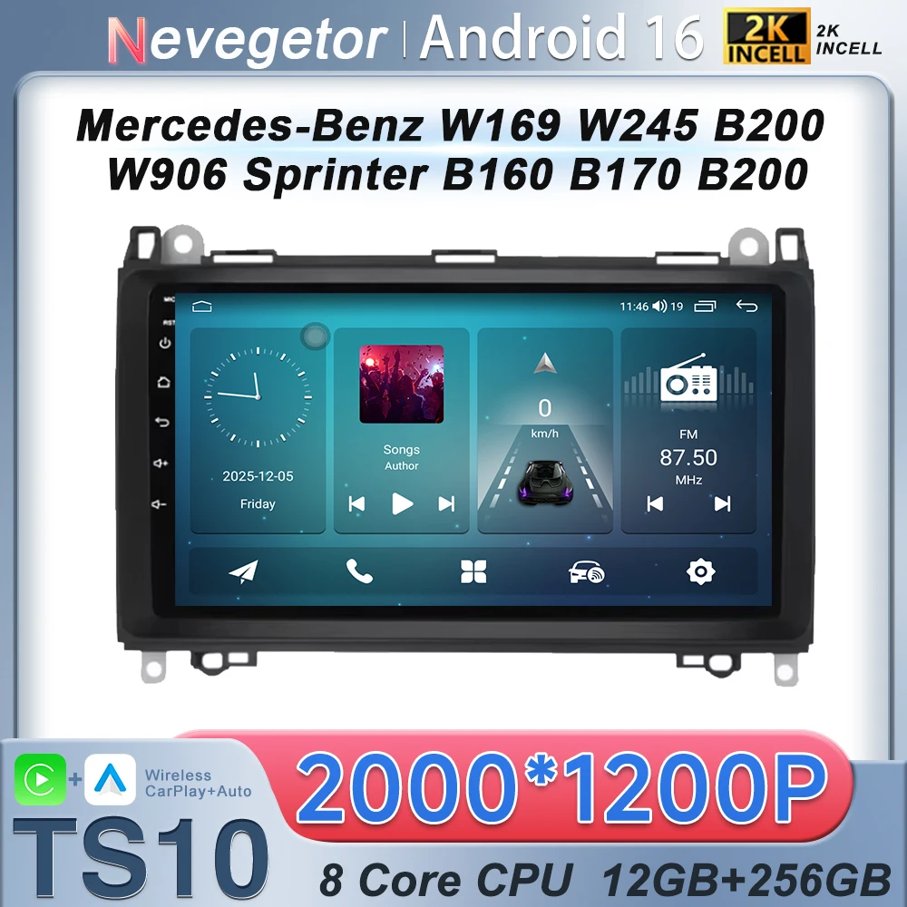 Android 16 Autoradio für Mercedes-Benz W169 W245 B200 W906 Sprinter B160 B170 B200 Radio Multimedia Video Navigation Stereo Radio BT Image
