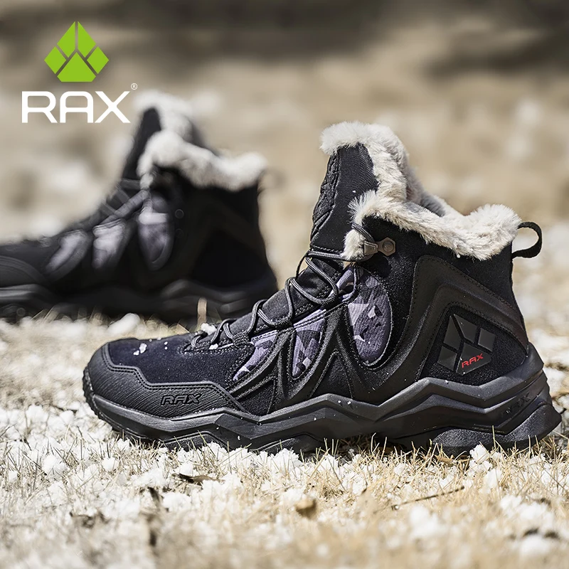 RAX Wasserdichte Wanderschuhe Herren Winter Outdoor Sneakers für Herren Schneestiefel Plüsch Berg Schneestiefel Outdoor Tourismus Joggingschuh Image