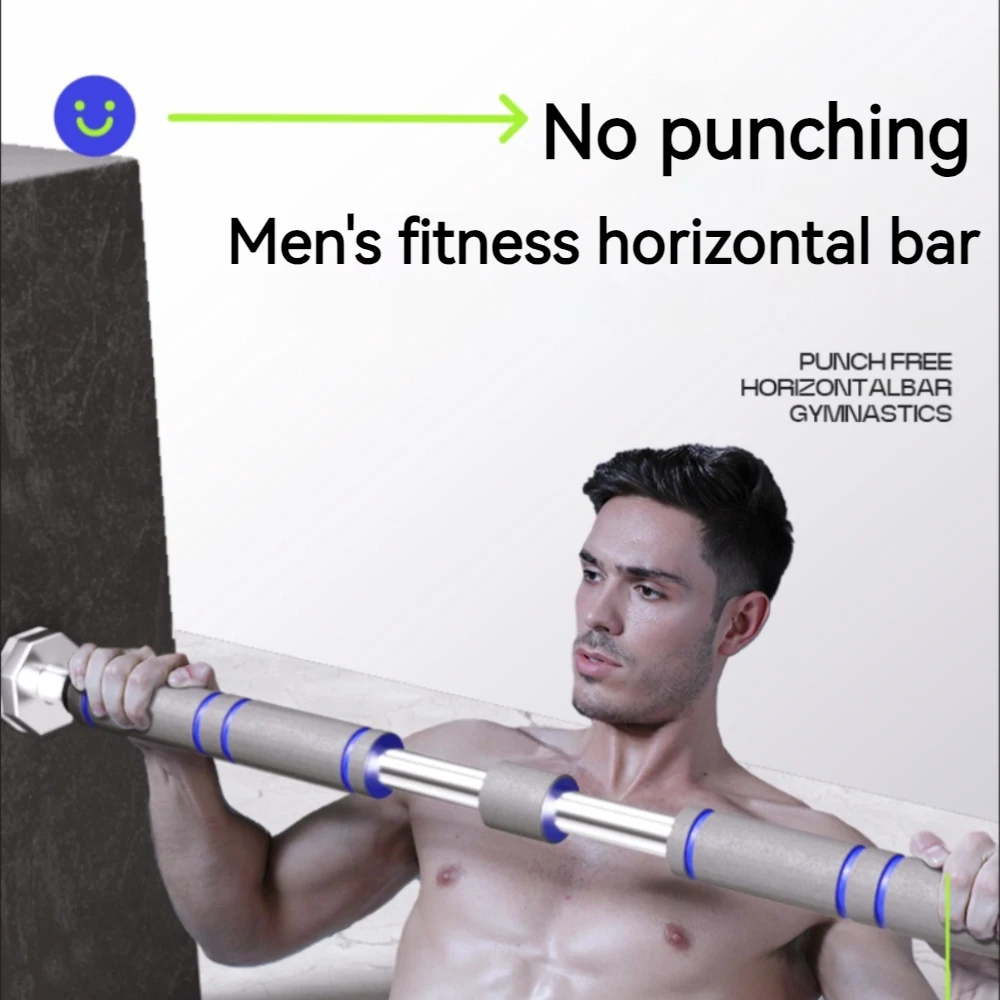 Robuste, teleskopische Klimmzugstange, an der Tür montiert, verstellbar, rutschfest, für Heim-Fitnessstudio, Krafttraining, Männer und Frauen, Fitness Image