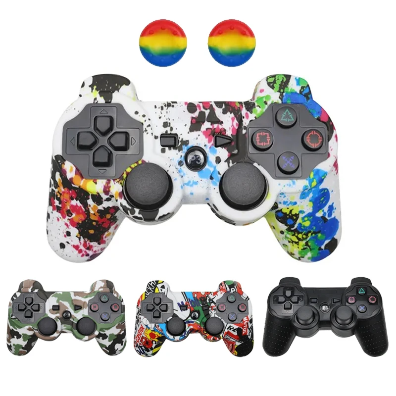 Schützende Silikonhülle für PS3/PS2-Controller, Gamepad, kratzfeste Schutzhülle mit 2 Daumengriffen