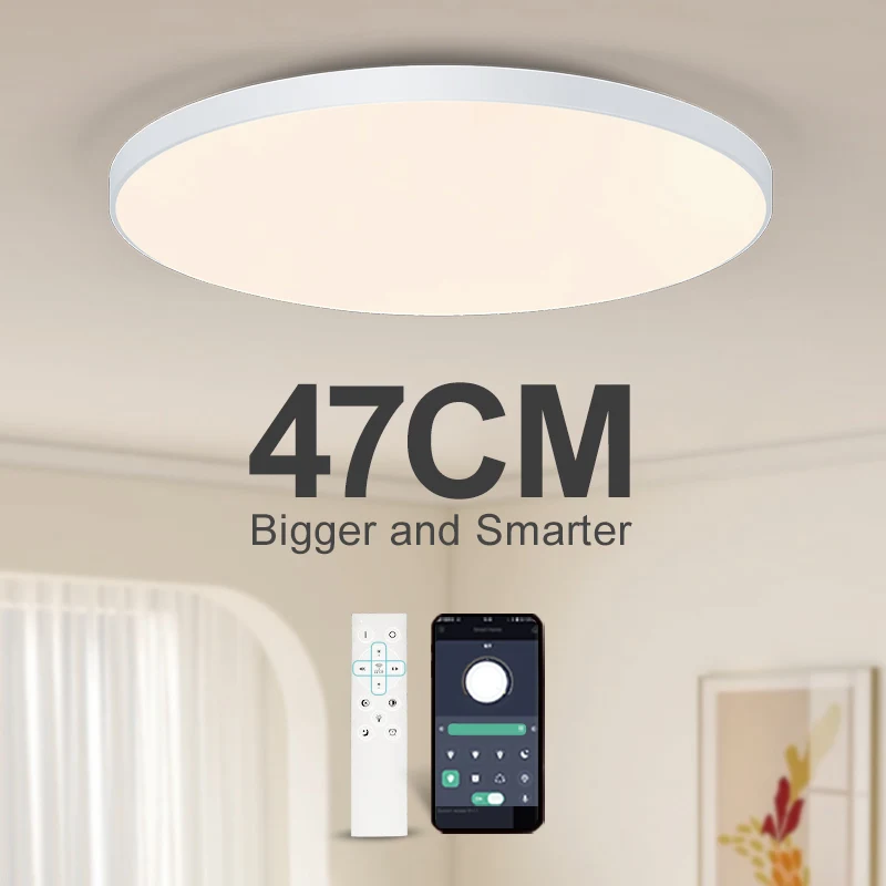 MARPOU Intelligente Deckenleuchte, LED-Lampe für Schlafzimmer, große Deckenlampen, LED-Leuchten mit Fernbedienung, dimmbare LED-Leuchten für den Raum