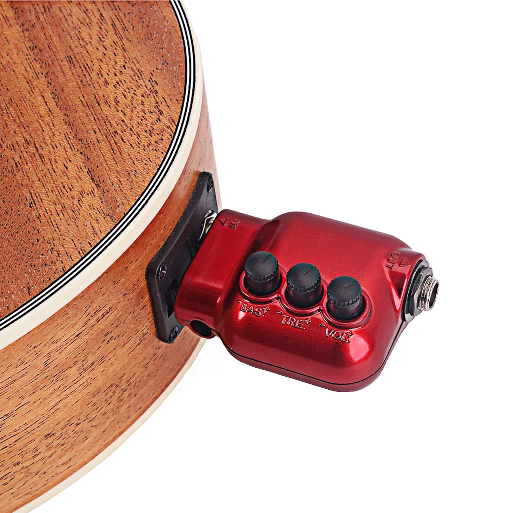 Mini-Vorverstärker, Vorverstärker, 6,35 mm Stecker mit Bass, Höhen, EQ, Lautstärkeregler, Akustikgitarren-Zubehör Image