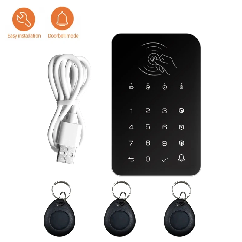 Drahtlose 433 Mhz Touch Tastatur Schloss 3Pcs RFID Karte Scharf Oder Unscharf Ev1527 Kodierung Für Tuya Smart Home Sicherheit alarm System Image
