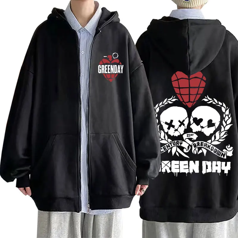 Seltene Punk Band Green Day World Tour Zipper Hoodie Männer Frauen Vintage Übergroße Zip Up Jacke Mantel Männliche Gothic Rock Zip Up Hoodies