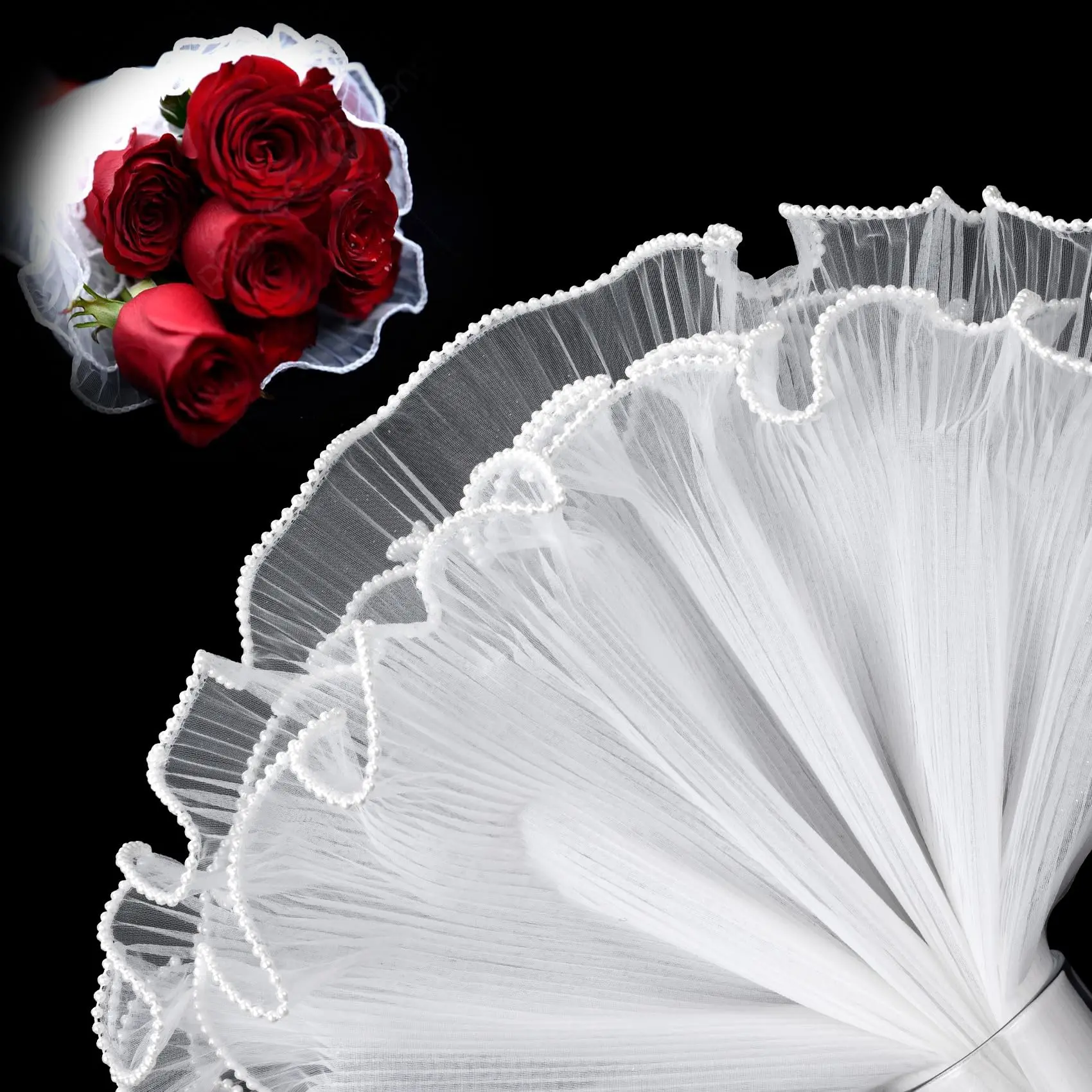 Blumen-Geschenkpapier-Set mit Perlenkanten – inklusive 1/3 Blatt weißem Blumenstrauß-Geschenkpapier, Blumenverpackung zum Valentinstag Image