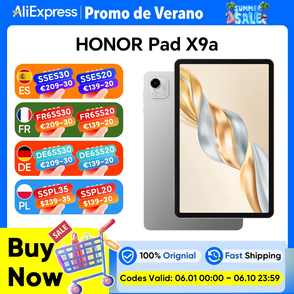 HONOR Pad X9a, EU-Version WLAN-Tablet, 11,5-Zoll 120Hz 2,5K HONOR Fullview Display, 8300mAh Akku, Octa-Core-Prozessor, 8MP Kamera Image