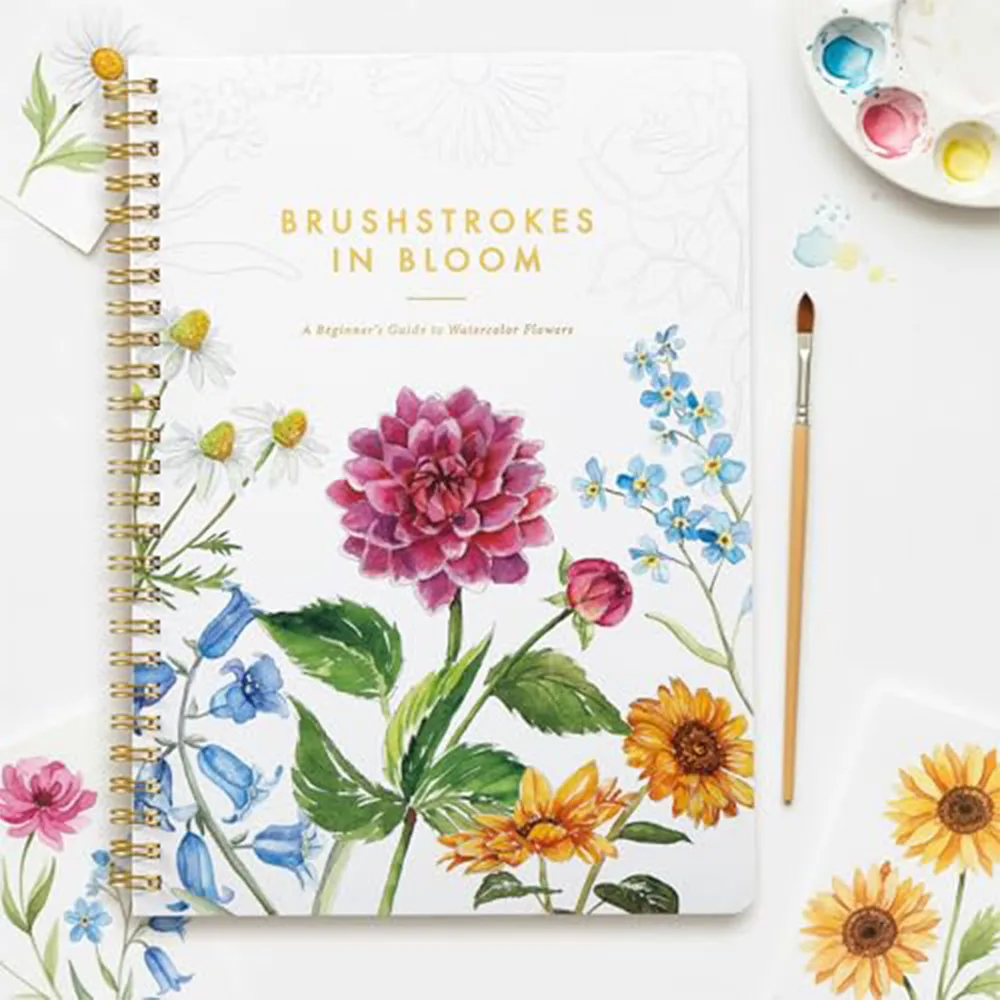 Schönes Aquarell-Arbeitsbuch für Anfänger, Wasserfarben-Malbuch mit Blumenmotiven auf hochwertigem Papier für Erwachsene Image