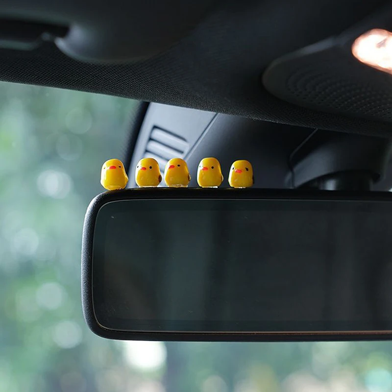 5Pcs Nette Mini Enten Auto Innen Dekoration Auto Rückspiegel Dashboard Ornamente Für Frau Mann Geschenk Auto Zubehör Image