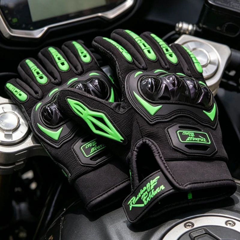 Motocross-Handschuhe Motorrad-Rennhandschuhe für Herren Ganzjahres-Fallschutz Atemaktive Blau-Rote Handschuhe mit Griffiger Handfläche Image