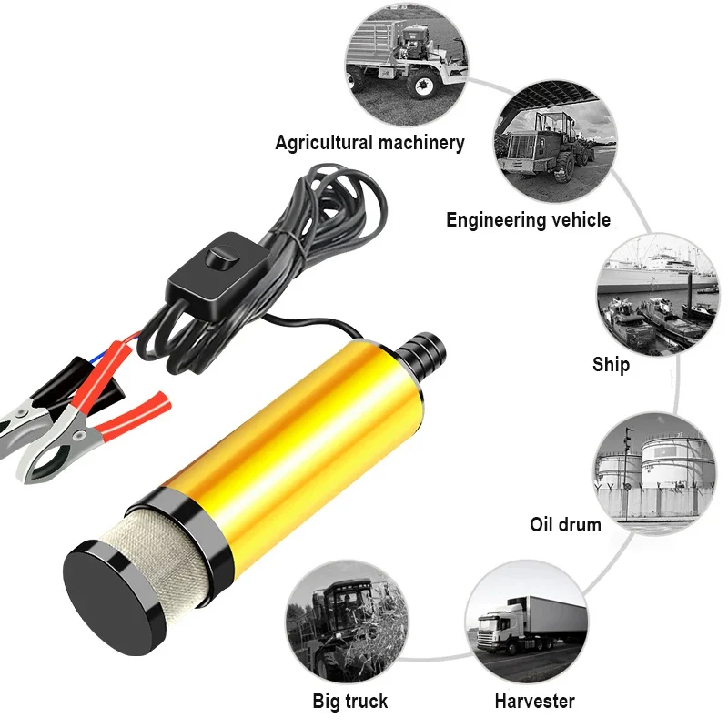 38/51 MM Elektrische Auto Öl Pumpe 12 V Für Pumpen Diesel Öl Kraftstoff Wasser Transfer Pumpe 12L/min Tauch Aluminium Legierung Shell Image