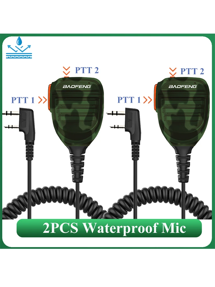 2PCS Baofeng Walkie Talkie Lautsprecher Mic Großhandel Wasserdichte PTT Mikrofon Für UV-5RH DM-1701 UV-17 UV-K5 UV-K6 UV18 Pro Radio Image