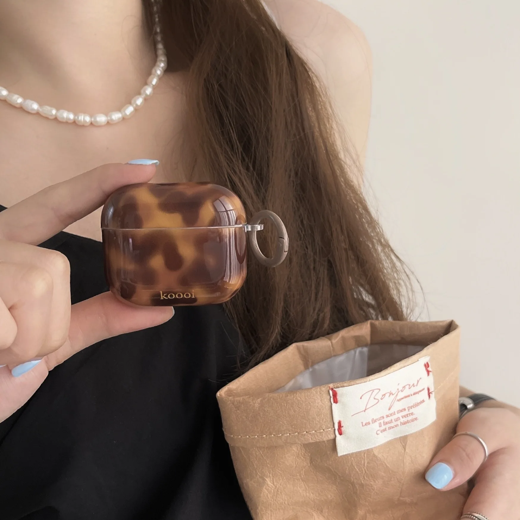 für Airpods Pro 3, Leopardenmuster, bernsteinfarbene Schildpatthülle für Airpods 4, kabellose Bluetooth-Ladebox für Airpods Pro 2 Cover Image