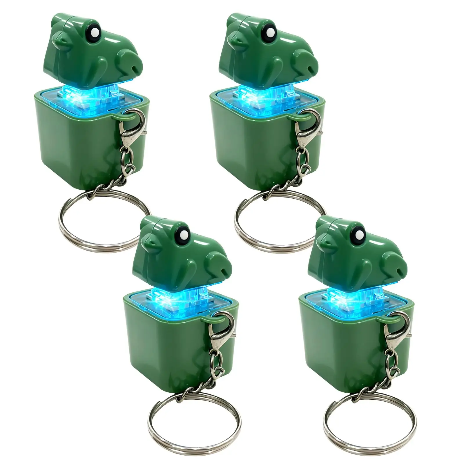Croaking Frog Fidget Toy Schlüsselanhänger, wiederaufladbarer Frosch-Schlüsselanhänger mit Ton und LED-Lichtern, lustiger Frosch-Tastatur-Clicker, Stressabbau Image