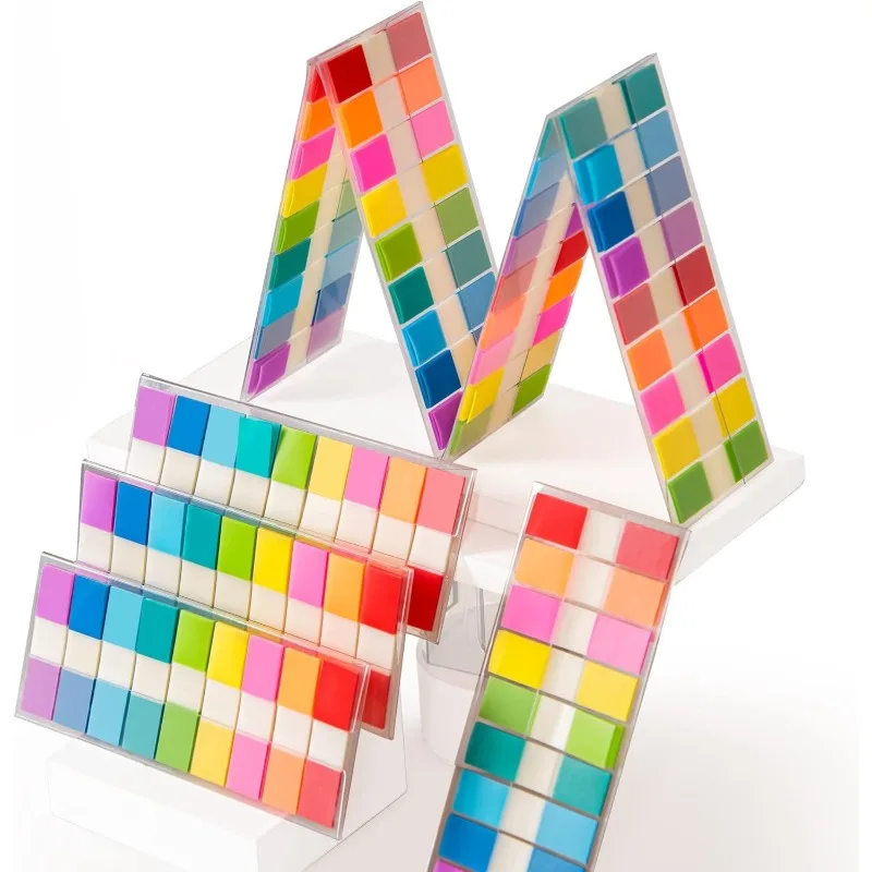 6er-Pack 1080 Stück transparente bunte Index-Kreativ-Notizblöcke für Büro, Schule, Schreibwaren, selbstklebende Aufkleber, Haftnotizblöcke Image