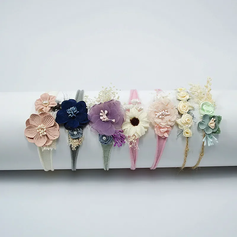Kinder Kleinkind Neugeborene Stirnband Baby Mädchen Hearband Haar Zubehör Blume Mädchen Headwear Neugeborenen Fotografie Requisiten Image