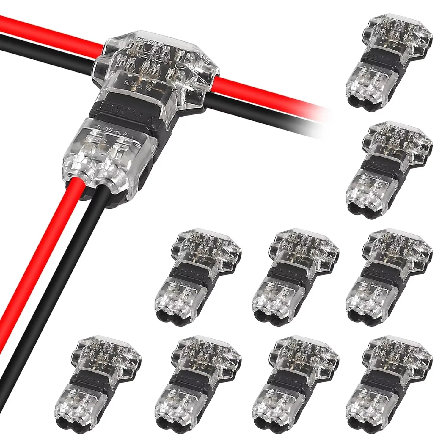 10/20 Stück Drahtverbinder, Niederspannungs-Drahtverbinder, solide Verbindung, T-Tap-Drahtverbinder, T-Typ, 2-poliger Drahtspleißverbinder Image