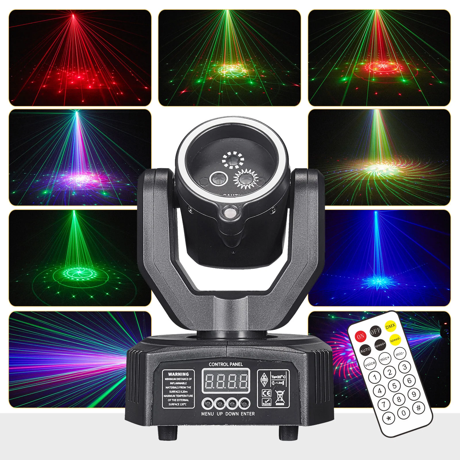 Super Mini 20 W 3-in-1-Muster-Bühnenlicht mit Fernbedienung für mobile DJ-Disco-Laser-KTV-Party-Lichter, LED-Blendeffekt Image