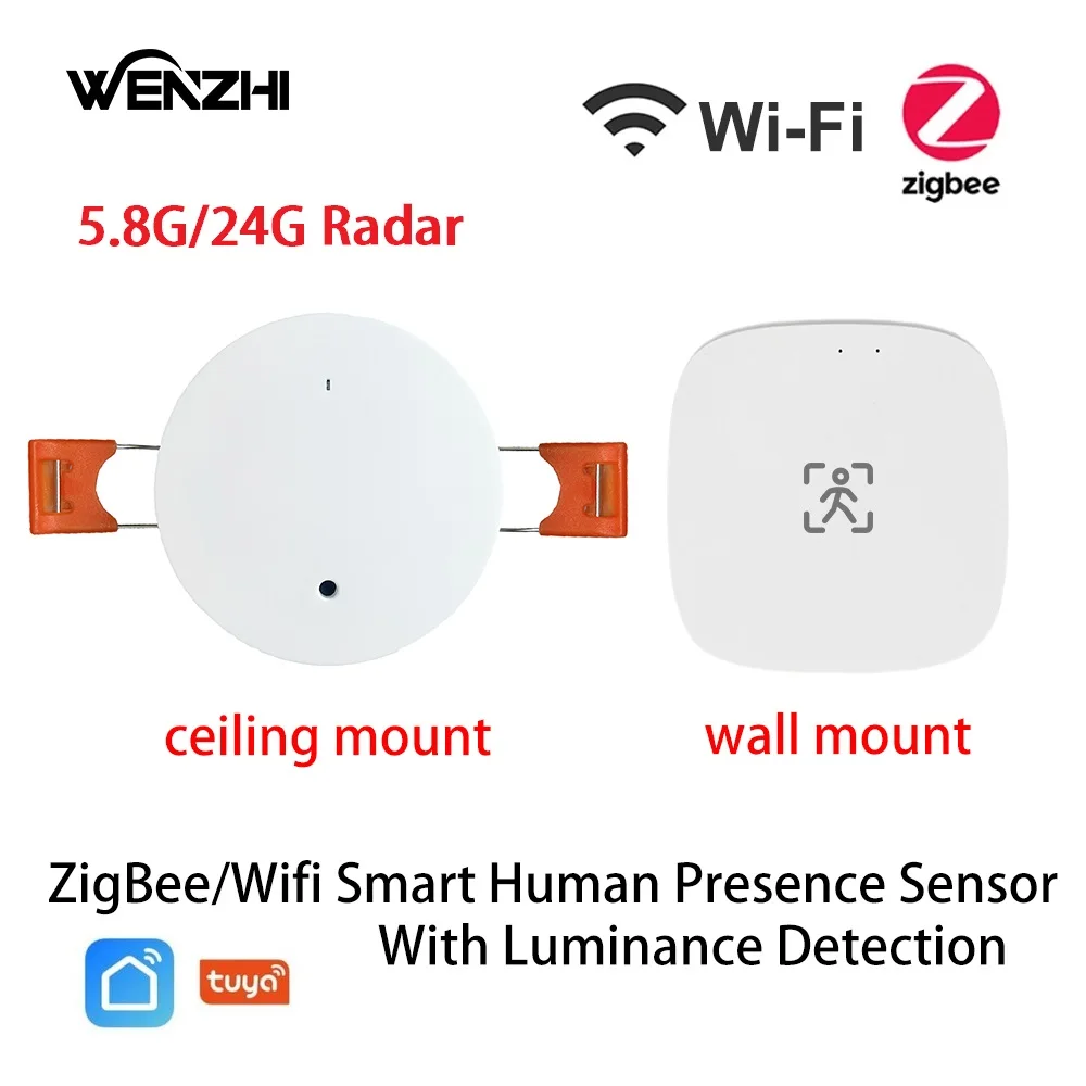 ZigBee Wifi MmWave Bewegungssensor für menschliche Anwesenheit mit Helligkeits-/Entfernungserkennung 5/110/220 V Tuya Smart Life Home Automation Image