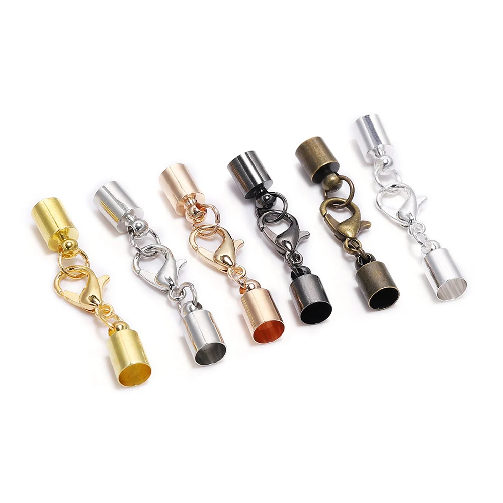 10 Stück 3 4 5 6 8 10 mm Armband-Hummerverschlüsse Haken Crimp Cord End Tip Caps Anschlüsse für Schmuckherstellung Zubehör Image
