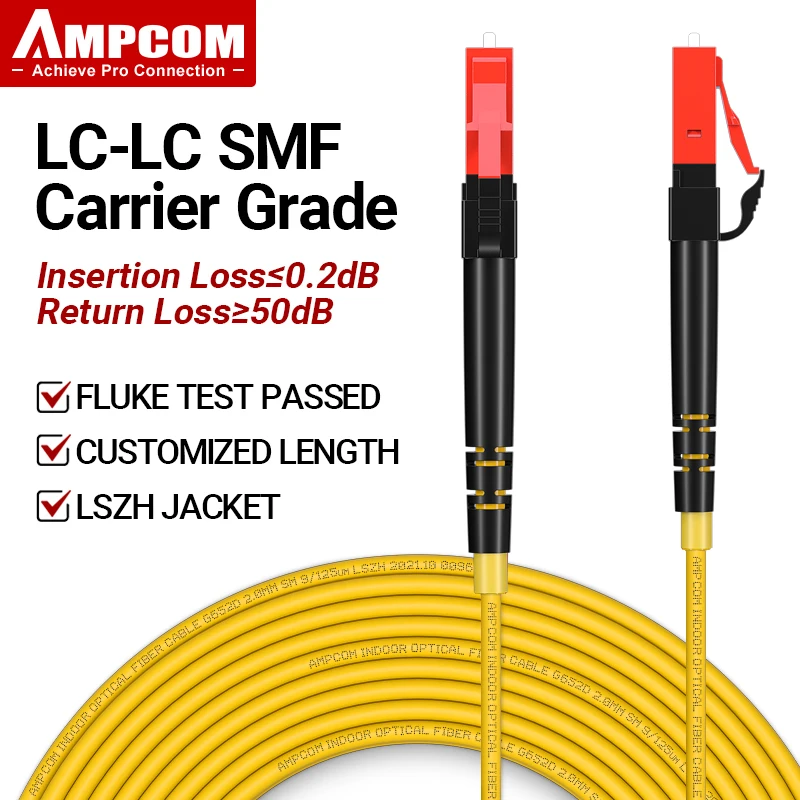 AMPCOM LC auf LC UPC Glasfaser-Patchkabel Singlemode Simplex SMF 9/125 μm Single Mode Bend Insensitive 2,0 mm Glasfaserkabel Image