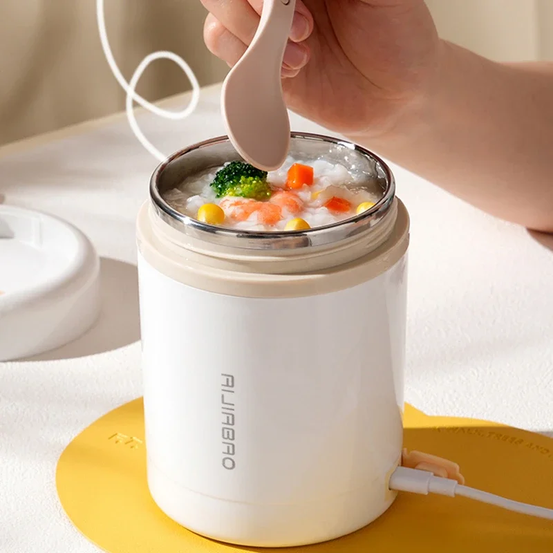 600ML USB Elektrische Heizung Lunch Box Tragbare Picknick Milch Trinken Lebensmittel Heizung Edelstahl Lebensmittel Wärmer Container 5V 12V 24V Image