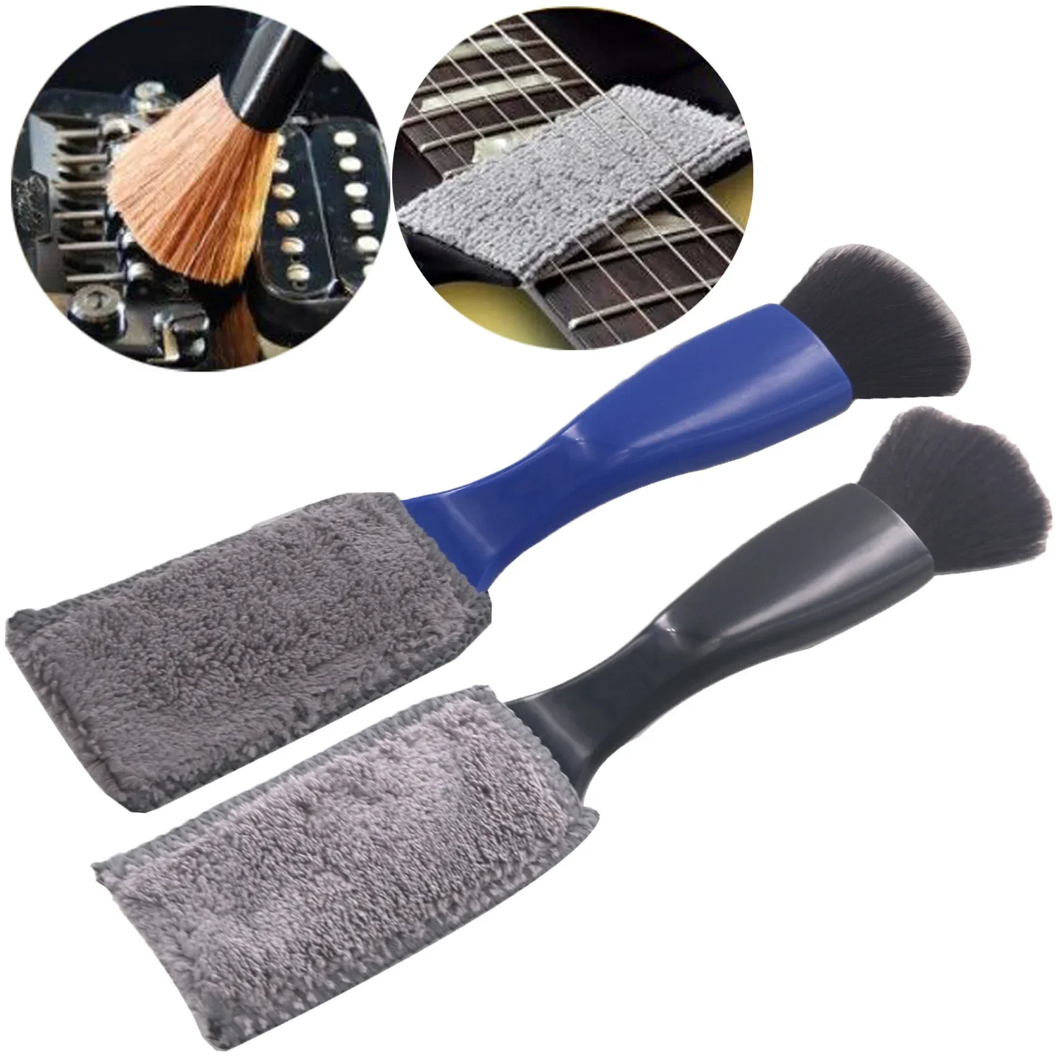 1PCS Gitarre Pflege Pinsel String Griffbrett Reinigung Staub Entfernung Pinsel, Doppel Kopf Musical Instrument Zubehör Image