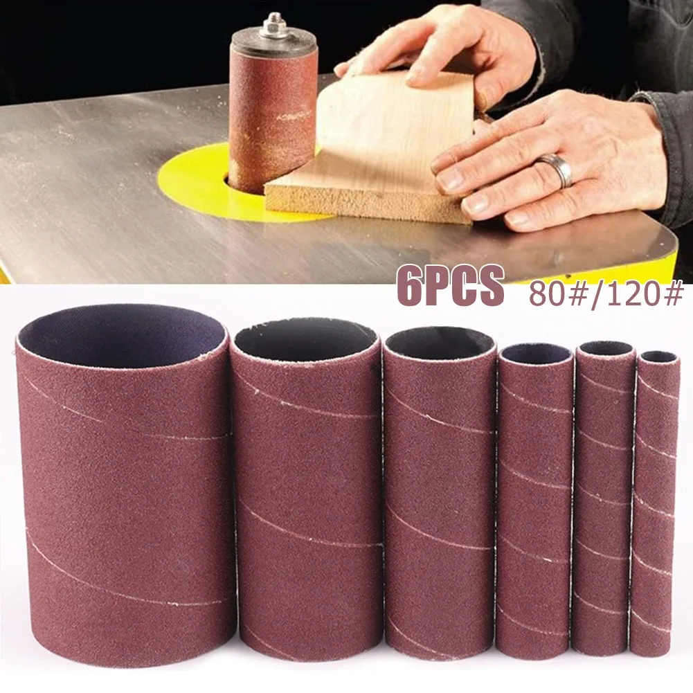 6Pc Spindel Schleifen Hülsen Für Oszillierende Sander 80/120/240 Grit Aluminium Oxid Schleifpapier Für Metall Holzbearbeitung Polieren werkzeug Image