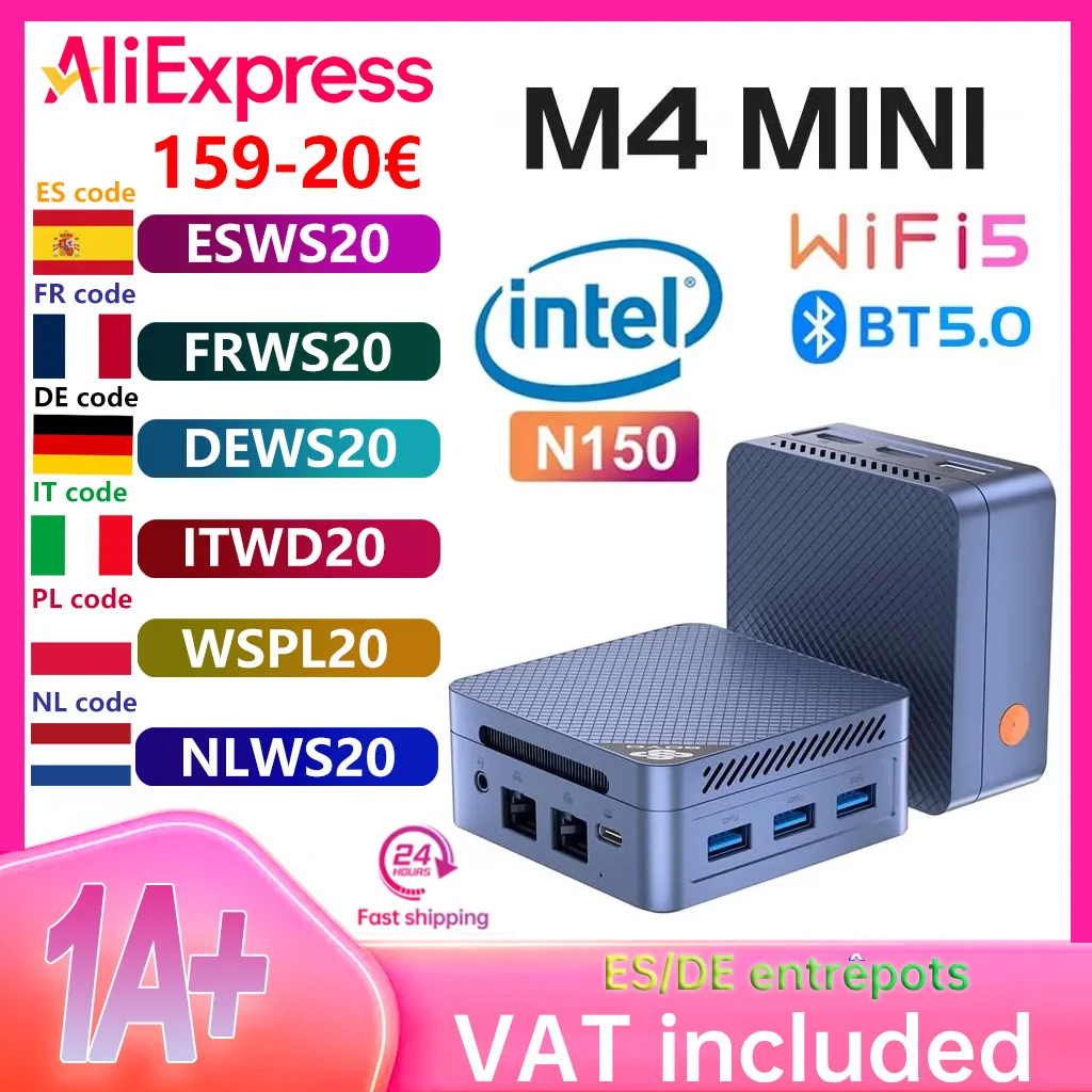 Mini-PC SOYO M4 Mini Intel Twin Lake N150 Prozessor LPDDR5 12 GB RAM 512 GB ROM Windows 11 Pro WiFi 5 Desktop-Computer