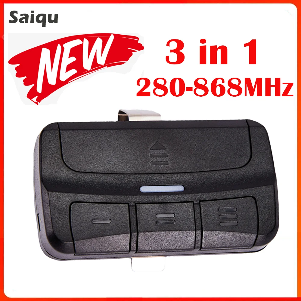 Universelle Fernbedienung, Multifrequenz, 287 MHz-868 MHz, Garagentoröffner, Torsteuerung, 3 Tasten, inklusive Auto-Sonnenblenden-Clip Image